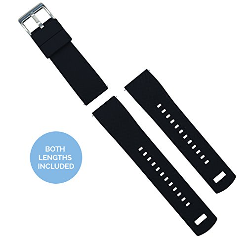 BARTON WATCH BANDS Quick Release Elite Silicone Watch Bands, Black Top/Aqua Blue Bottom, 20mm