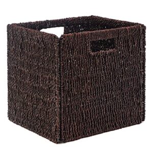 trademark innovations 12.5" woven storage cube basket bin with iron wire frame