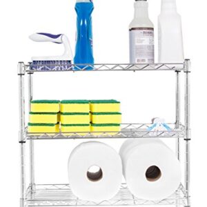 Internet's Best 3-Tier Mini Wire Utility Shelving - Chrome - Shelf - Adjustable Rack Unit - Kitchen Bathroom Pantry Laundry Storage - Under The Sink Organization - Organize Your Cabinets - SPI