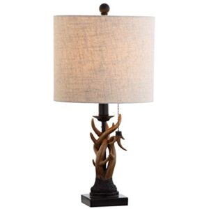 jonathan y jyl1031a gaston 20.5" resin mini led table lamp, farmhouse, traditional, cottage, rustic, office, living room, family room, dining room, bedroom, hallway, foyer, brown
