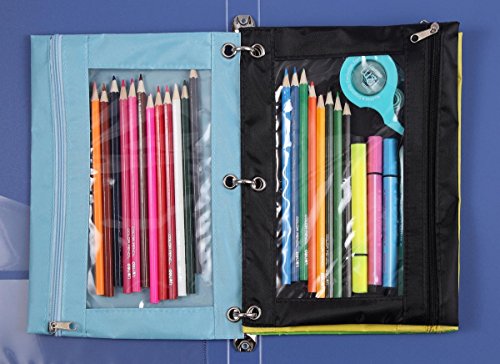 Wodison 18-Packs 3 Ring Pencil Pouch with Clear Window School Classroom Binder Pocket Case Office Stationery Bag Blue