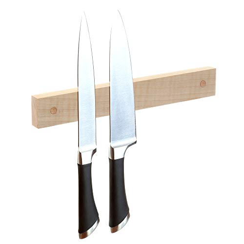 wooDsom Powerful Magnetic Knife Strip, Solid Wall Mount Wooden Knife Rack, Bar. Unique Gift Made in USA (Maple, Custom Length)