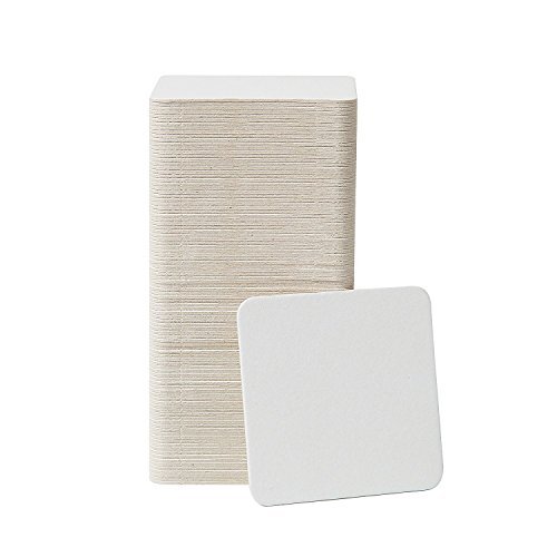 BAR DUDES Cardboard Coasters 100 Pack 3.5 x 3.5 inch Square - White Blank Coasters Bulk Set - Paper Coasters for Drinks, DIY, Kids Arts and Crafts