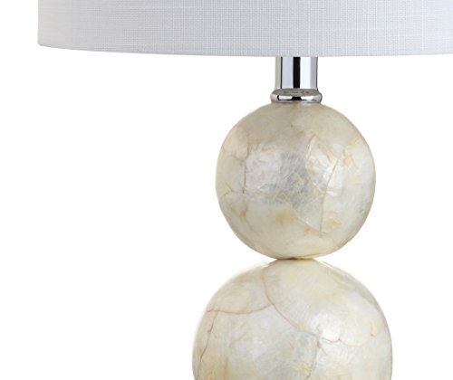 JONATHAN Y JYL1023A Bailey 19" Seashell LED Table Lamp, Coastal, Cottage, Transitional, Modern, Elegant, Office, Living Room, Family Room, Dining Room, Bedroom, Hallway, Foyer, Ivory