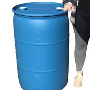 55 Gallon Blue Water Barrel | Solid Mold |2 Inch Bung Holes, Good for Long Term Drinking Water Use | BPA Free