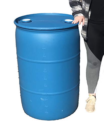 55 Gallon Blue Water Barrel | Solid Mold |2 Inch Bung Holes, Good for Long Term Drinking Water Use | BPA Free