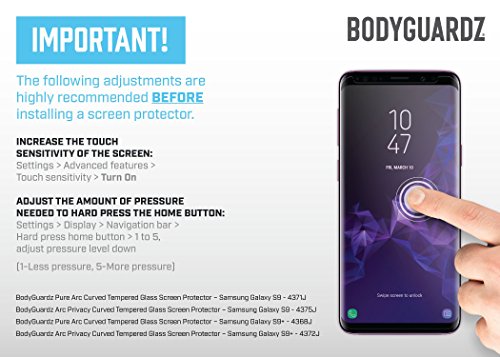 BodyGuardz - Pure Arc Glass Screen Protector for Galaxy S9+, Ultra-thin Tempered Glass Screen Protection for Samsung Galaxy S9+