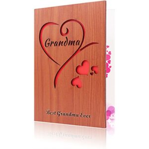 Creawoo Wooden Mothers Day Card for Mom Wife, Best Mom Ever Greeting Cards with Envelope, Happy Mother's Day, Birthday, Holiday Gift Cards from Daughter, Son