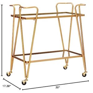 Linon Gina Mid-Century Bar Cart, Gold