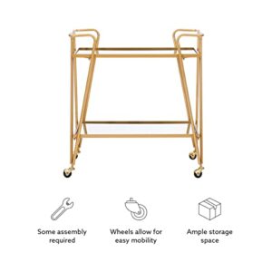 Linon Gina Mid-Century Bar Cart, Gold