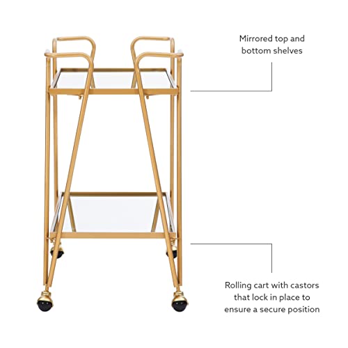 Linon Gina Mid-Century Bar Cart, Gold