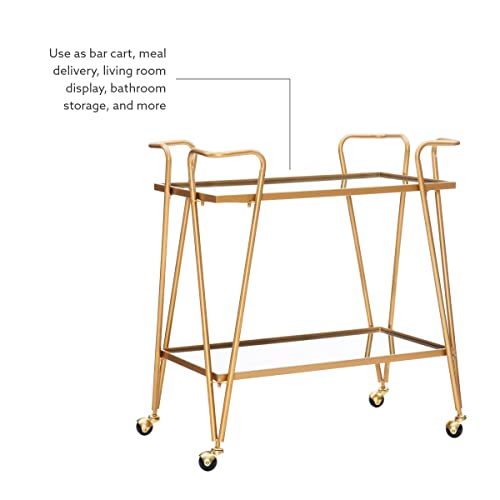 Linon Gina Mid-Century Bar Cart, Gold