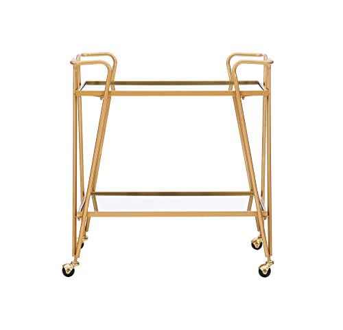 Linon Gina Mid-Century Bar Cart, Gold