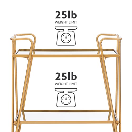 Linon Gina Mid-Century Bar Cart, Gold