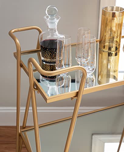 Linon Gina Mid-Century Bar Cart, Gold