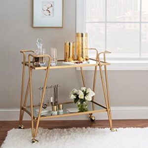 Linon Gina Mid-Century Bar Cart, Gold