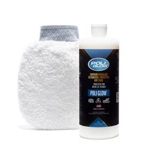 poli glow & mitt applicator — fiberglass restorer plus smooth surface applicator.