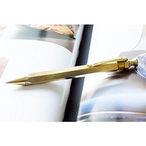 EKLOEN Six-Edge Solid Brass Pen, Sign Pen Ballpoint Pen with Clip