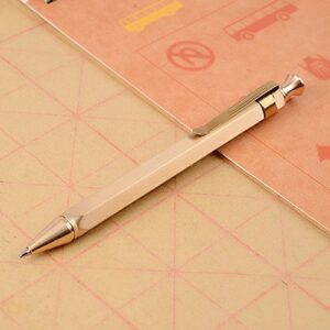 EKLOEN Six-Edge Solid Brass Pen, Sign Pen Ballpoint Pen with Clip