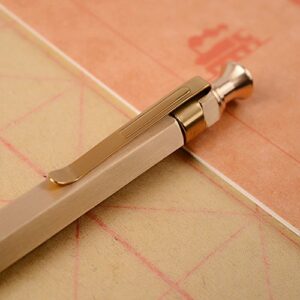 EKLOEN Six-Edge Solid Brass Pen, Sign Pen Ballpoint Pen with Clip