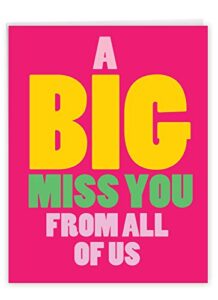 nobleworks - jumbo loving miss you greeting card with envelope (big 8.5 x 11 inch) - big, bold letters, thinking of you card from all of us - a big miss you j2733myg-us