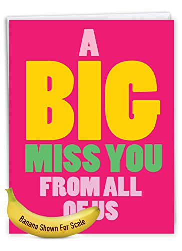 NobleWorks - Jumbo Loving Miss You Greeting Card with Envelope (Big 8.5 x 11 Inch) - Big, Bold Letters, Thinking of You Card from All of Us - A Big Miss You J2733MYG-US