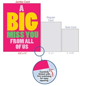 NobleWorks - Jumbo Loving Miss You Greeting Card with Envelope (Big 8.5 x 11 Inch) - Big, Bold Letters, Thinking of You Card from All of Us - A Big Miss You J2733MYG-US