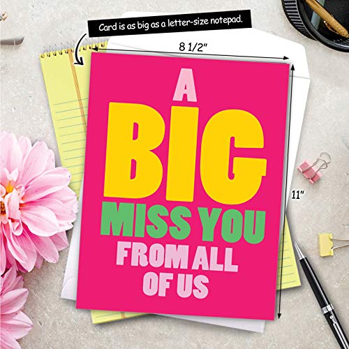 NobleWorks - Jumbo Loving Miss You Greeting Card with Envelope (Big 8.5 x 11 Inch) - Big, Bold Letters, Thinking of You Card from All of Us - A Big Miss You J2733MYG-US