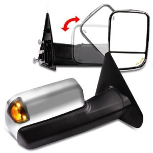 scitoo compatible fit for dodge towing mirrors chrome rear view mirrors 2002-2008 for ram 1500 2003-2009 for ram 1500 2500 3500 arrow turn signal side marker light power control heated features