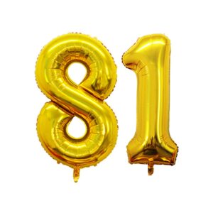 GOER 42 Inch Gold Number 18 81 Balloon,Jumbo Foil Helium Balloons for 18th 81st Birthday Party Decorations and Anniversary Event