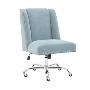 clayton aqua and chrome swivel adjustable height office chair by linon