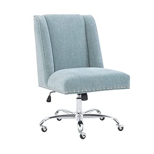 Clayton Aqua and Chrome Swivel Adjustable Height Office Chair By Linon