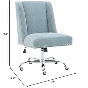 Clayton Aqua and Chrome Swivel Adjustable Height Office Chair By Linon