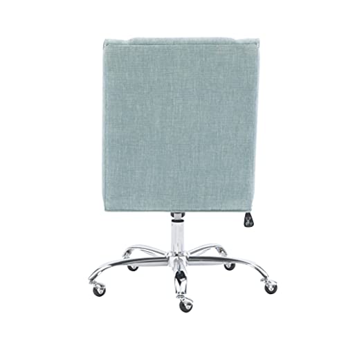 Clayton Aqua and Chrome Swivel Adjustable Height Office Chair By Linon