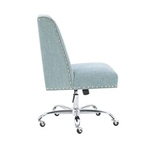 Clayton Aqua and Chrome Swivel Adjustable Height Office Chair By Linon