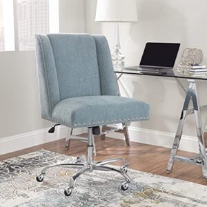 Clayton Aqua and Chrome Swivel Adjustable Height Office Chair By Linon