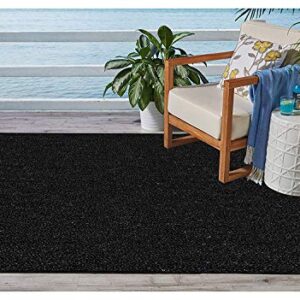 Ambiant Saturn Collection Pet Friendly Indoor Outdoor Area Rugs Black - 5' x 8' Oval