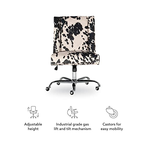 Linon Clayton Black Cow Print Office Chair, Metallic