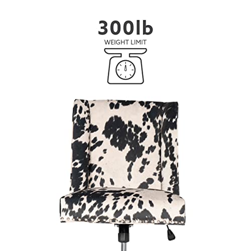 Linon Clayton Black Cow Print Office Chair, Metallic