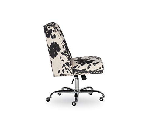 Linon Clayton Black Cow Print Office Chair, Metallic