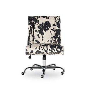 Linon Clayton Black Cow Print Office Chair, Metallic