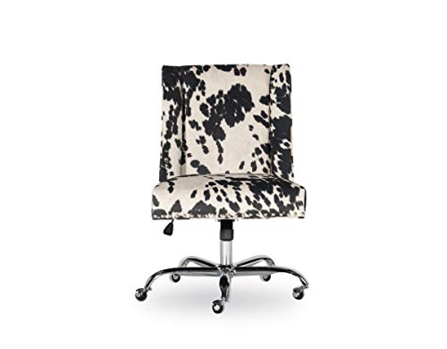 Linon Clayton Black Cow Print Office Chair, Metallic