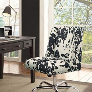 Linon Clayton Black Cow Print Office Chair, Metallic