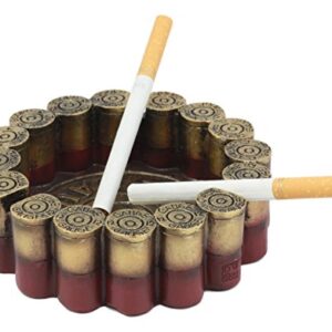 Ebros Rustic Western 12 Gauge Shotgun Shells Round Cigarette Ashtray Figurine 4.5"Diameter for Marksmen Hunting Country Old World Outdoor Lovers and Fans Decorative Ashtrays