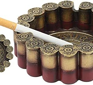 Ebros Rustic Western 12 Gauge Shotgun Shells Round Cigarette Ashtray Figurine 4.5"Diameter for Marksmen Hunting Country Old World Outdoor Lovers and Fans Decorative Ashtrays