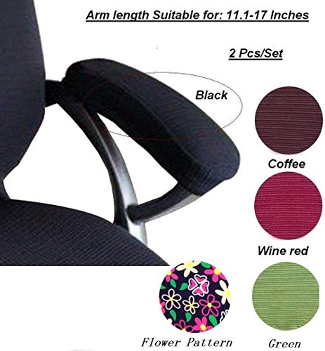 Isccdy Chair Arm Pad Covers Overs,Removable Washable Office Chair Armrest Covers Pads (#Black)