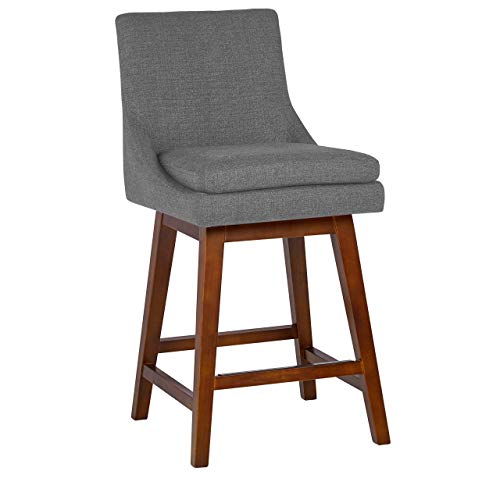 Amazon Brand – Stone & Beam Alaina Contemporary High-Back Swivel Seat Counter Stool, 39"H, Grey