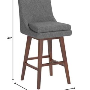 Amazon Brand – Stone & Beam Alaina Contemporary High-Back Swivel Seat Counter Stool, 39"H, Grey