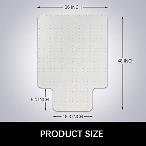 Azadx Clear Office Chair Mat for Low, Standard and No Pile Carpeted Floors, Plastic Computer Desk Chair Mat on Carpet for Easy Rolling, Durable Carpet Protector Mat (36 x 48'' Lipped)