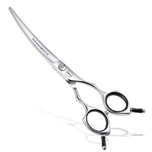 hashimoto dog grooming scissors, curved scissors for dog grooming, 6.5 inch, 30 degree of curved blade,light weight, pet shears for trimming face and paws.